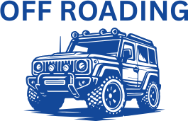 Bold blue graphic of an off-road vehicle, highlighting its rugged features. Relevant for off-roading enthusiasts and adventure content.